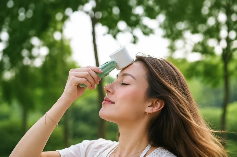 Fan in use outdoors